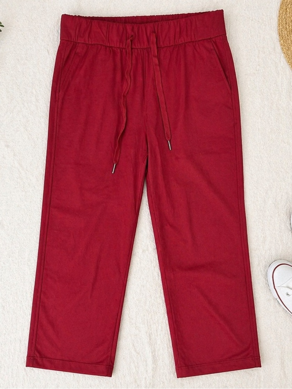 Red Athletic Jogger Pants Sz 4-Fits 2 Lululemon Style Stretch Lounge Activewear